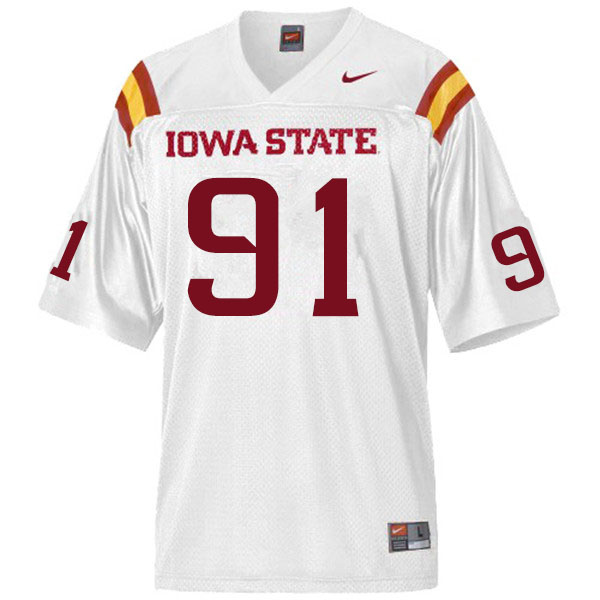 Men #91 Blake Peterson Iowa State Cyclones College Football Jerseys Sale-White - Click Image to Close